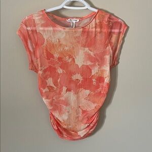 Lightweight Coral Floral Mesh Top, Y2K Revival, Romantic Indie, Boho Chic, Sexy